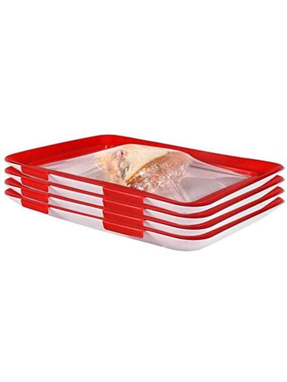 4Pcs Tray Creative Food Plastic Preservation Tray Kitchen Item Food Storage Container Set Food Fresh Storage Microwave Cover
