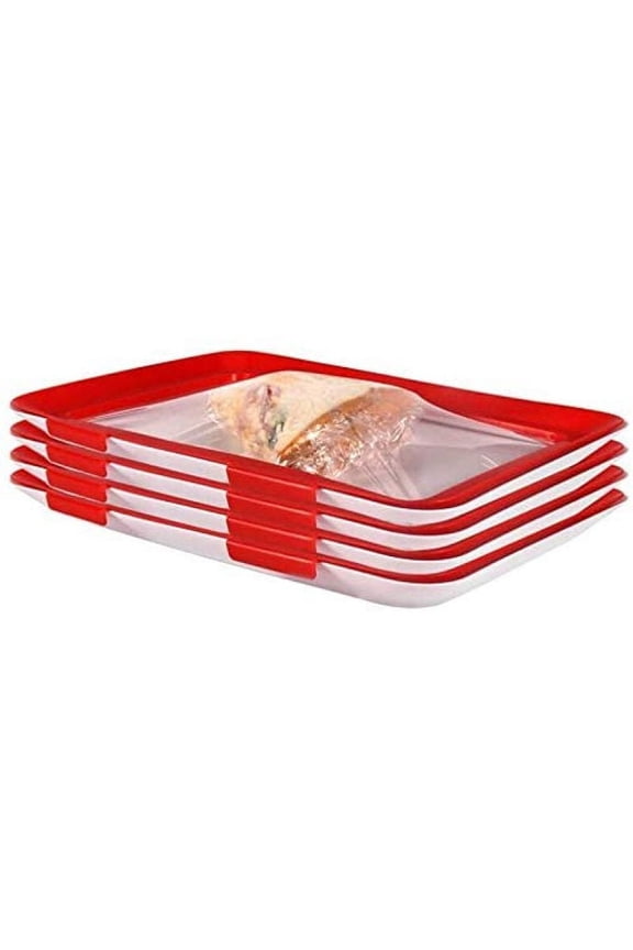 4Pcs Tray Creative Food Plastic Preservation Tray Kitchen Item Food Storage Container Set Food Fresh Storage Microwave Cover