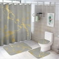 thumbnail image 1 of 4Pcs Trendy Gold Marble Pattern on Gray Shower Curtain Sets, Bathroom Set Decor with Non-Slip Bath Mat, Toilet Lid Rug and Contour Mat, 72 x 72inch, 1 of 8