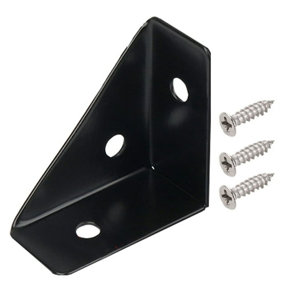 (4Pcs)Triangular Bracket Stainless Steel Corner Brace Joint Right Angle Bracket 90 Degree Corner Fastener for Wood Furniture Bedframe Cabinet Drawer Chair, with 12Pcs Screws, Black Harlik