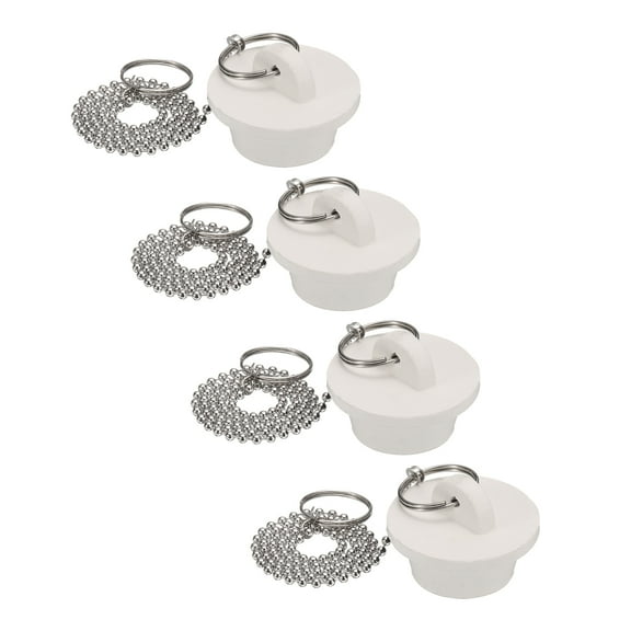4Pcs Tub Stoppers, Rubber Bathtub Stoppers 1-1/8" Kitchen Sink Drain Stopper, White