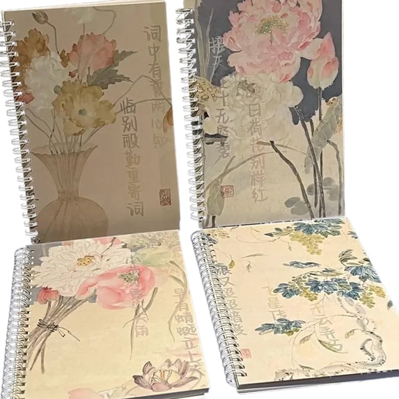 4Pcs Twin-Wire Binding Notebook with 100 Pages 80gsm Wide Lined College Ruled Journal for Writing Journaling 14x20cm