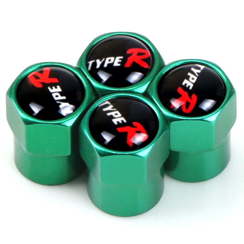 Type R Wheel Center Caps 4Pcs Type R Typer logo Aluminum Valve Caps Car Wheel Tires Valves Tyre ...