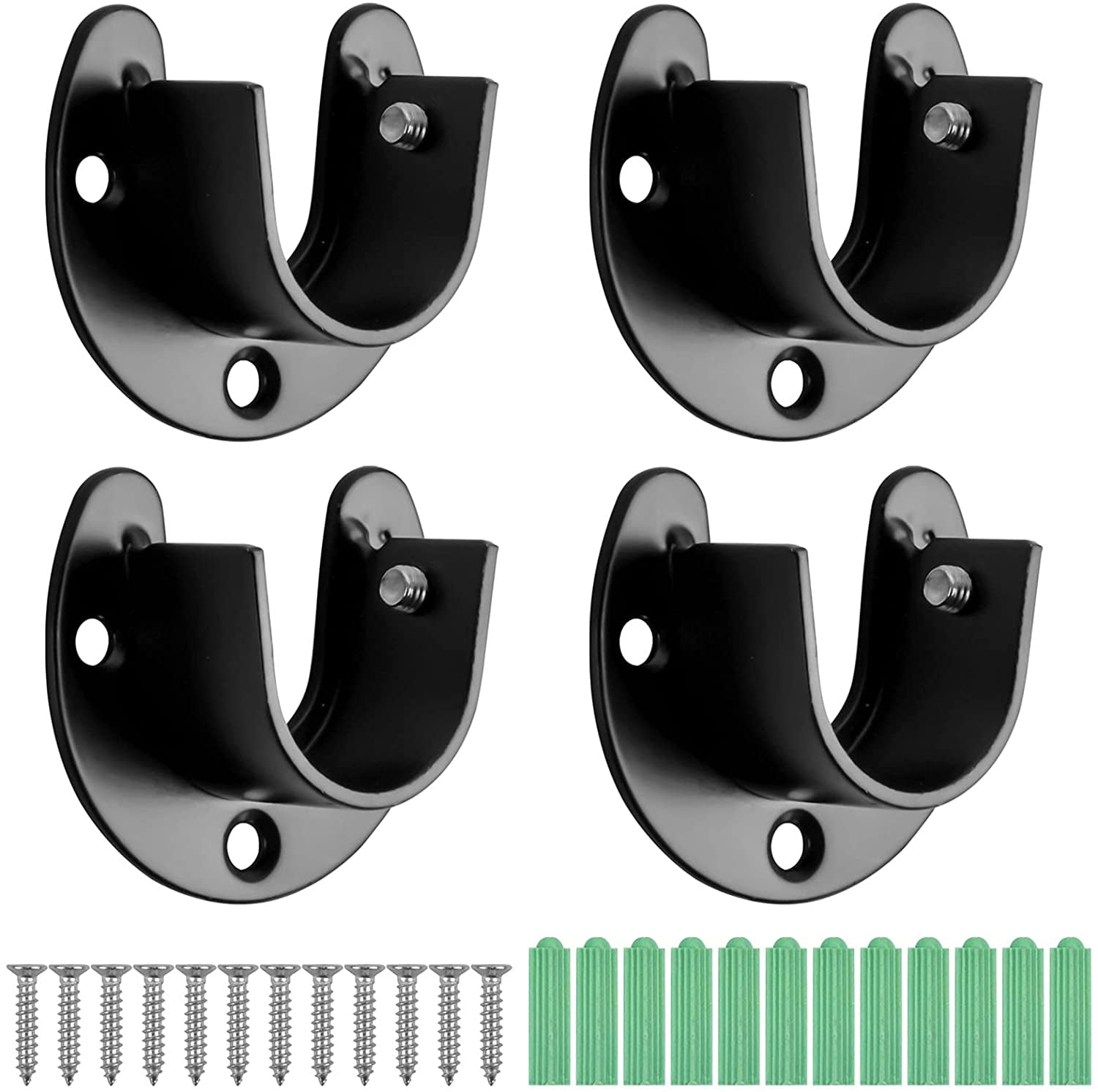 4Pcs U Shaped Curtain Rod, 25mm Curtain Closet Rod Bracket, Stainless