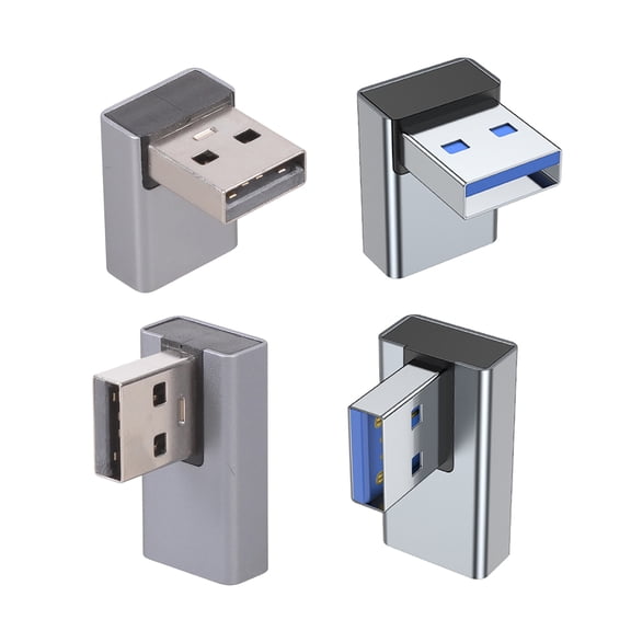 4Pcs USB Male to Female Right Angled 90 Degree Turn Adapter USB3.0 Male to Female Data Elbow Adapter for Laptop PC