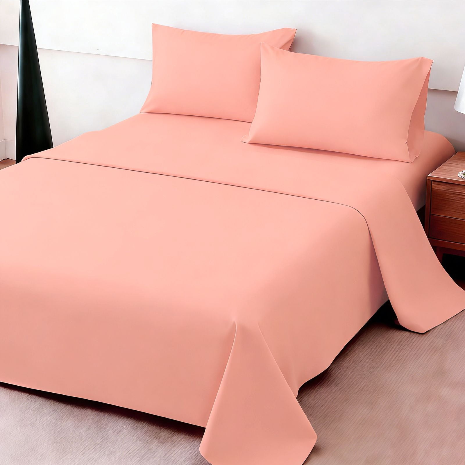 4Pcs Ultra-Soft 85g Sheet and Pillowcase Set, Soft Solid Color, Machine Washable, Suitable For All Seasons, Christmas Comfortable Bedding Set, Available For Single, Double, King, and Queen Beds