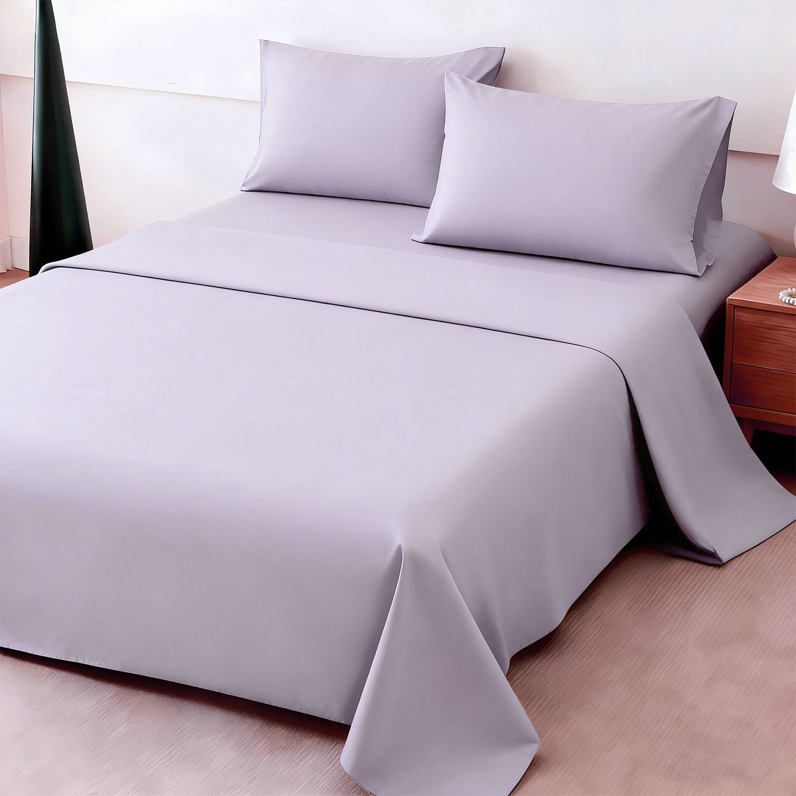 4Pcs Ultra-Soft 85g Sheet and Pillowcase Set, Soft Solid Color, Machine Washable, Suitable For All Seasons, Christmas Comfortable Bedding Set, Available For Single, Double, King, and Queen Beds