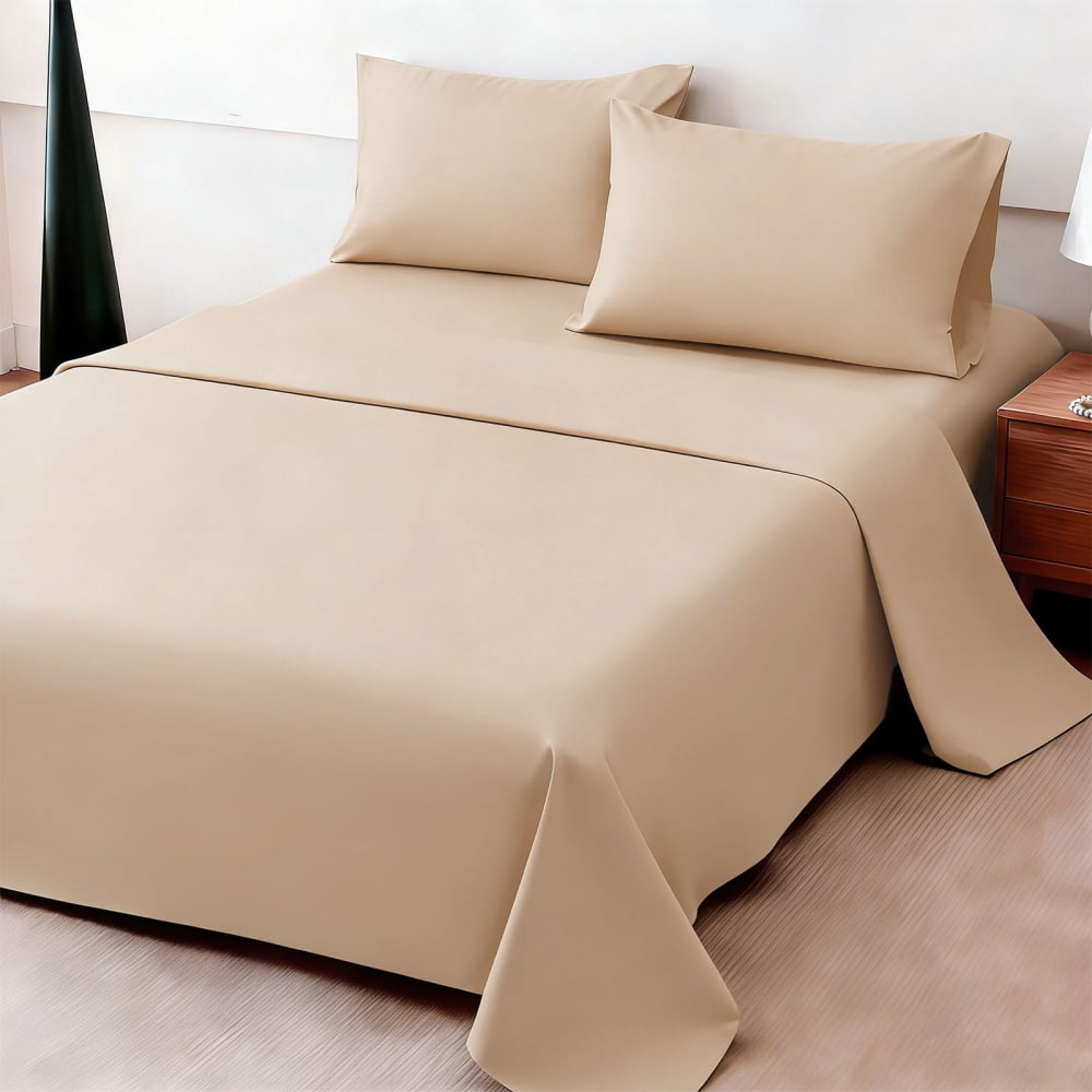 4Pcs Ultra-Soft 85g Sheet and Pillowcase Set, Soft Solid Color, Machine Washable, Suitable For All Seasons, Christmas Comfortable Bedding Set, Available For Single, Double, King, and Queen Beds