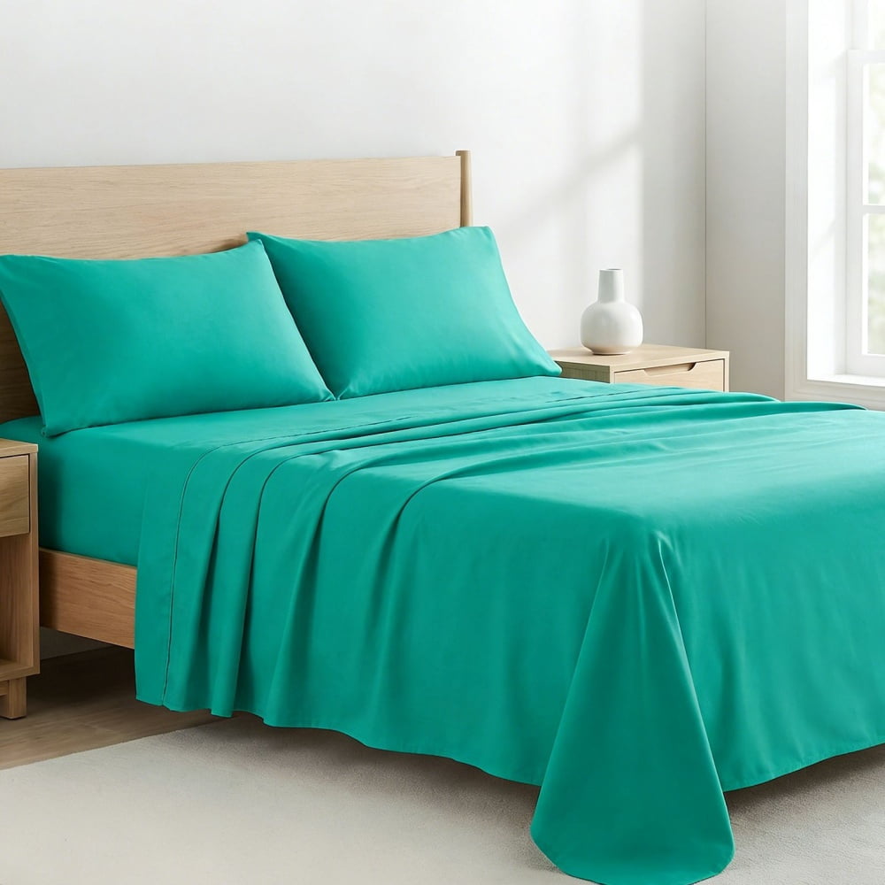 4Pcs Ultra-Soft 85g Sheet and Pillowcase Set, Soft Solid Color, Machine Washable, Suitable For All Seasons, Christmas Comfortable Bedding Set, Available For Single, Double, King, and Queen Beds