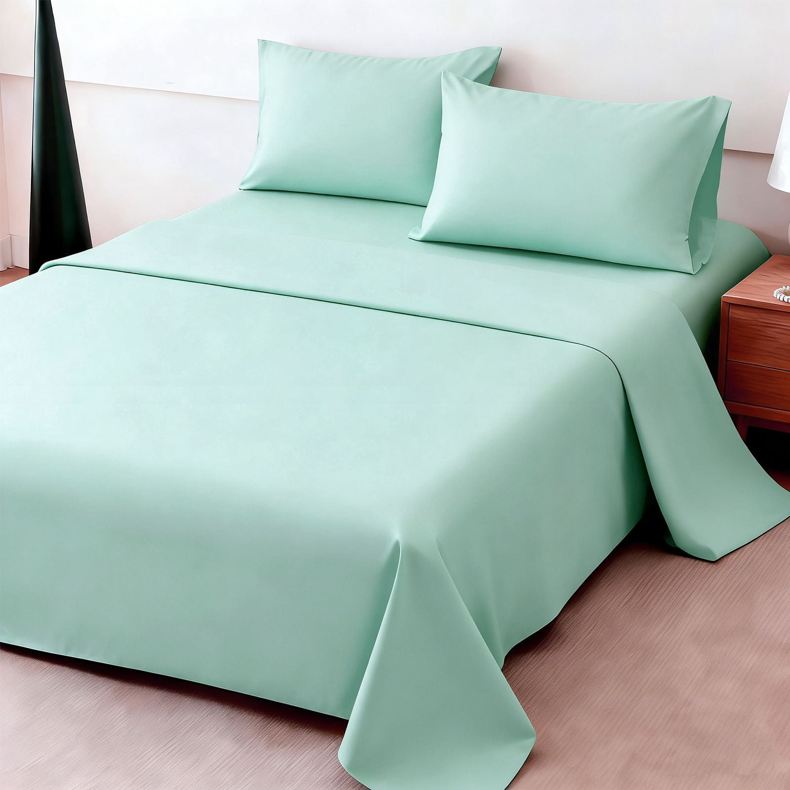 4Pcs Ultra-Soft 85g Sheet and Pillowcase Set, Soft Solid Color, Machine Washable, Suitable For All Seasons, Christmas Comfortable Bedding Set, Available For Single, Double, King, and Queen Beds