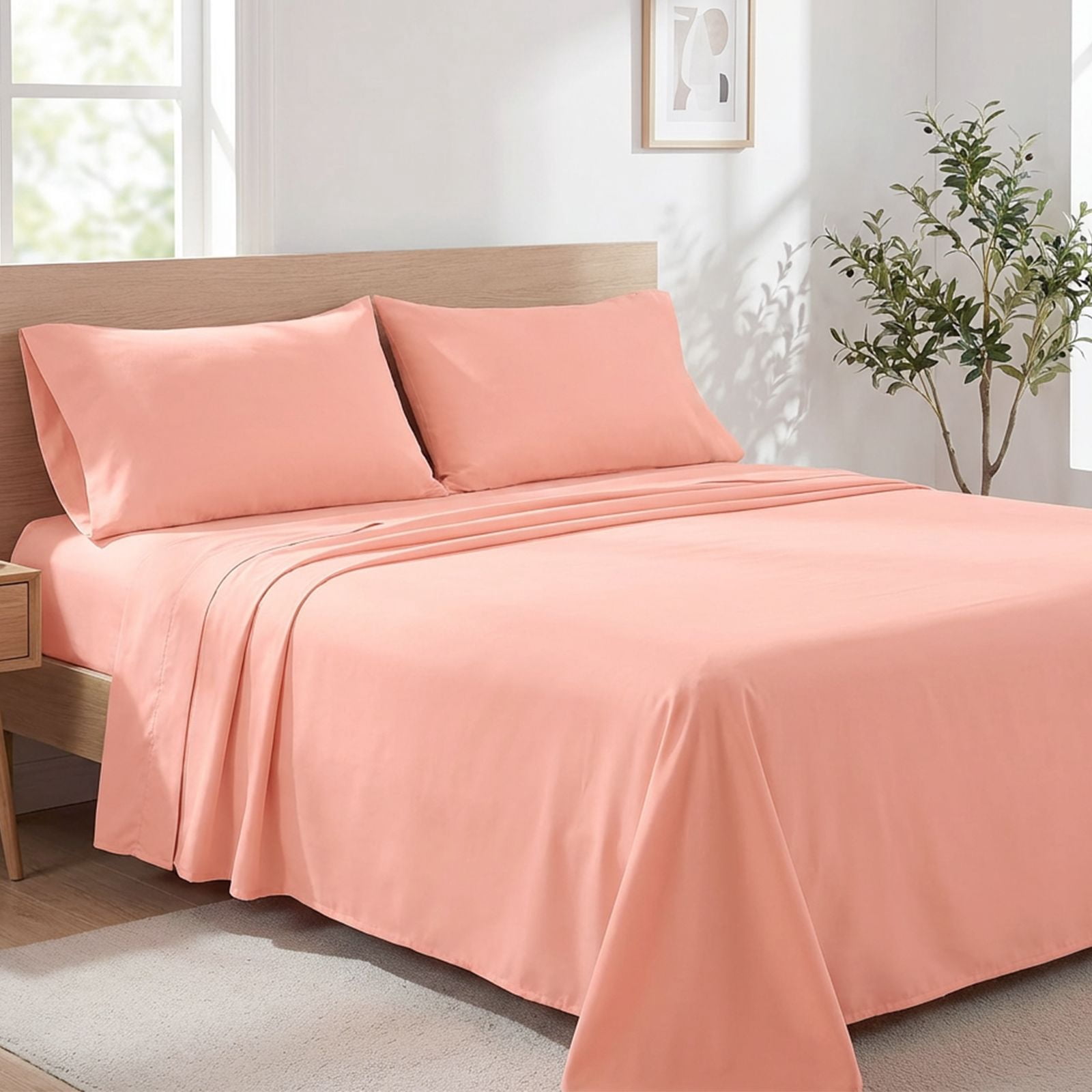 4Pcs Ultra-Soft 85g Sheet and Pillowcase Set, Soft Solid Color, Machine Washable, Suitable For All Seasons, Christmas Comfortable Bedding Set, Available For Single, Double, King, and Queen Beds