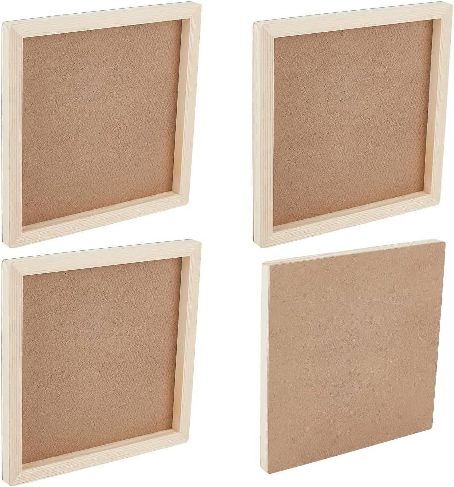 4Pcs Unfinished Wood Canvas Panel 8x8 Inch Square Wood Board 0.5 Inch Thick Blank Wood Canvas Boards Wood Panel Boards Wood Board for Tabletop Display DIY Painting Craft Projects Brown