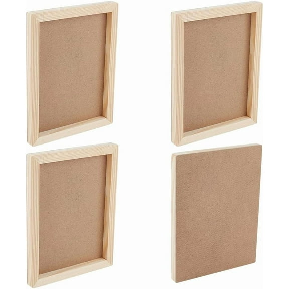 4Pcs Unfinished Wood Canvas Panels 8x6 Inch Natural Wooden Board 0.5 Inch Thick Blank Wooden Canvas Boards Wood Panel Boards Rectangle Board for Tabletop Display DIY Painting Craft Projects for DIY