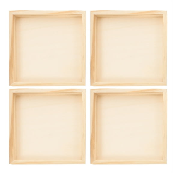 4Pcs Unfinished Wood Serving Tray Professional Wood Trays for Block Puzzle