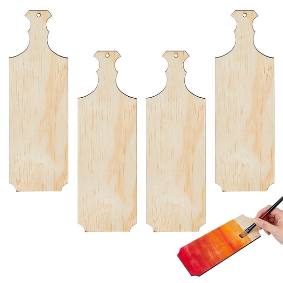 4Pcs Unfinished Wooden Paddle 9" Mini Pine Wooden Board with Handle Rectangle Sorority Paddle Fraternity Paddle Board for Home Kitchen DecorDIY