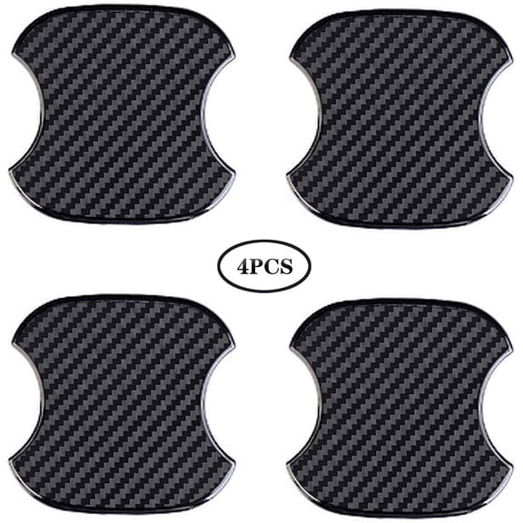 4Pcs Universal 3D Carbon Fiber Car Door Handle Paint Scratch Protector Sticker Auto Door Handle Cups Protective Pad (M)