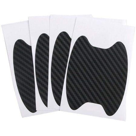 4Pcs Universal Carbon Fiber Car Door Handle Paint Scratch Protector Sticker Auto Door Handle Cups Scratch Protection Films (Black)