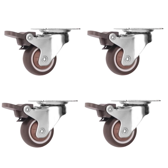 4Pcs Universal Swivel Casters Heavy Duty Furniture Wheel Castor Silent Trolley Wheels For Table Chair Sofa With Safety Brake ,Wear-Resistant