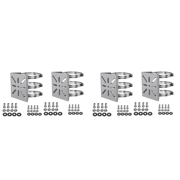 4Pcs Universal Wall Mounting Bracket with 12 Loops, Stainless Steel Vertical Pole Mount Adapter for CCTV Security Camera
