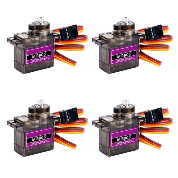4Pcs Updated MG90S Servo Motor, LINKPAL MG90S Metal Geared RC Micro Servo Motor 9G Compatible for RC Model Helicopter Airplane Remote Control