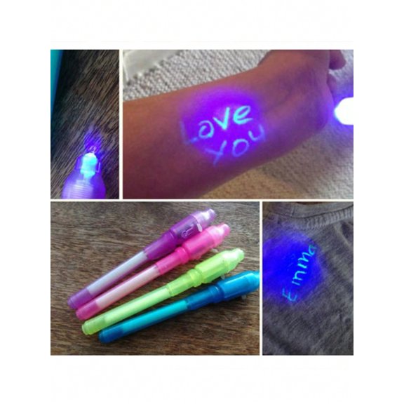 4Pcs Upgraded Invisible Ink Pen Set with UV Light Spy Pen Magic Marker for Secret Messages, Fun Party Favors, Easter, Christmas, Birthday Gifts, Random Colors