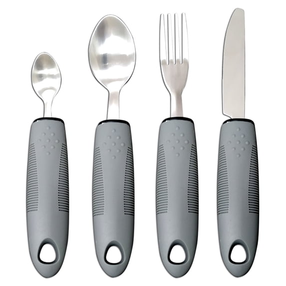4Pcs Utensils Adaptive Silverwarespoon Weighted Eating Fork Cutlery Disabled Adapted Feeding Travelspoons Tremors Parkinsons