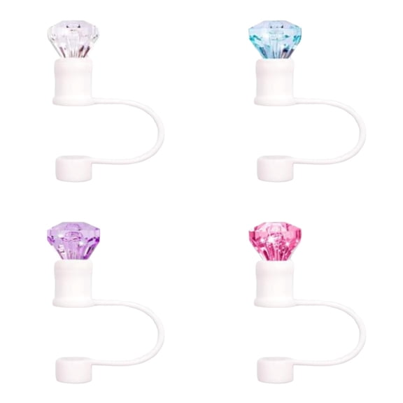 4Pcs Valentine's Day Shining Diamond Silicone Straw Topper for Stanley 30&40 Oz, Straw Cover Cap,Splash Proof Straw Topper,Reusable Straw Cap Cover,10mm Drinking Straw Tip Covers
