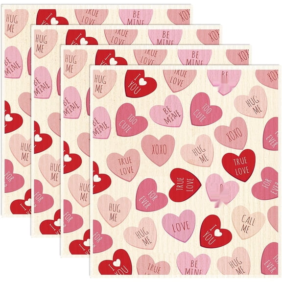 4Pcs Valentine's Day Swedish Dishcloths Cotton Kitchen Towels Pink Conversation Heart Absorbent Dish Towels Home Party Housewarming Cleaning, 6. 7 x 7. 7 Inch