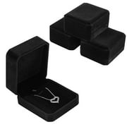 4Pcs Velvet Necklace Pendant Box, Interior Jewelry Gift Box Display Storage Case for Necklace EarringsBlack