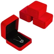 4Pcs Velvet Necklace Pendant Box, Interior Jewelry Gift Box Display Storage Case for Necklace Earrings(Red)