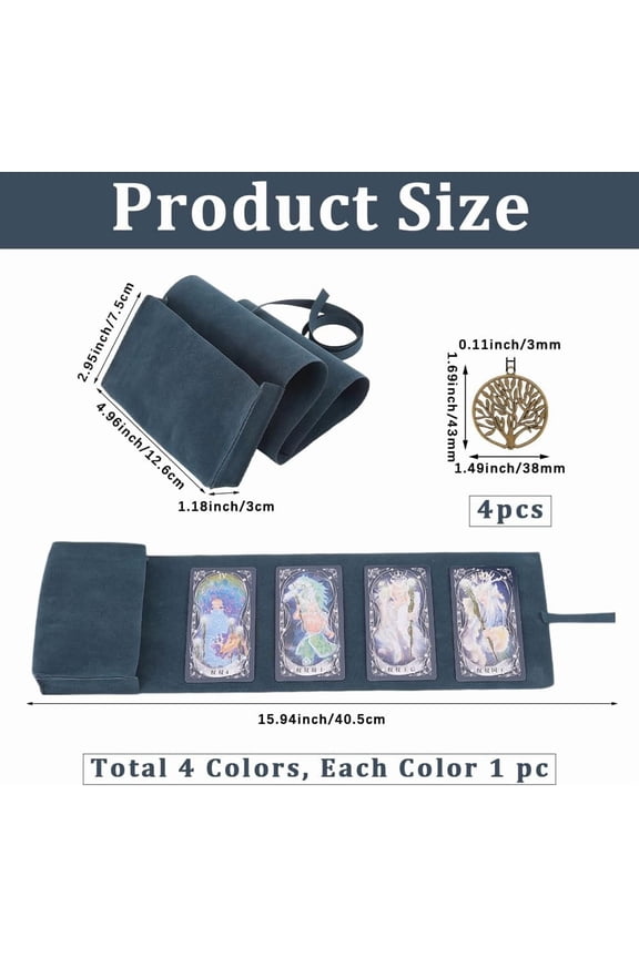 4Pcs Velvet Tarot Card Holder Tarot Cards Storage Bags with Tree of Life Pendants Tarot Card Pouches Tarot Wrap Tarot Carrying Bag for Beginners Oracle Decks Tarot Cheat Sheet 5x1x3Inch
