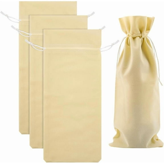 4Pcs Velvet Wine Bags Drawstring Bottle Bag Rectangle Pouches Gift Pack Reusable Bottle Dust Covers for Birthday Party Present Favors 14.8 x 5.9 Inch diy