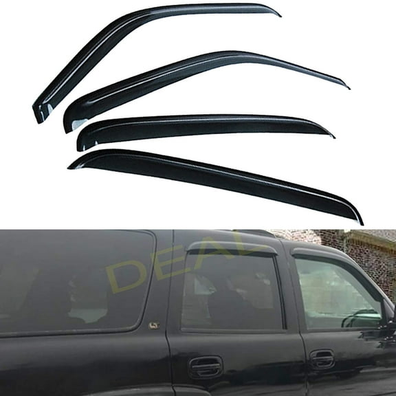 4Pcs Vent Smoke Window Visor, Side Window Sun Rain Guards With Outside Mount Tape-On Type, Compatible With2000-2006 Tahoe/Yukon, 2002-2006 Escalade Base Only