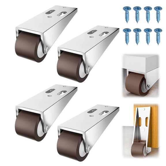 4Pcs Vertical Track Roller Wheel, Heavy Duty Sliding Door Bottom Guide Roller, Gate Rollers,Alloy Steel Quiet Soft Rubber Caster for Garden Gate Fence Tables, Up to 110LBS Load Capacity
