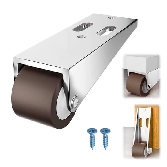 4Pcs Vertical Track Roller Wheel, Heavy Duty Sliding Door Bottom Guide Roller, Gate Rollers,Alloy Steel Quiet Soft Rubber Caster for Garden Gate Fence Tables, Up to 110LBS Load Capacity