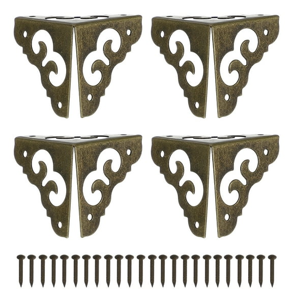 4Pcs Vintage Brass Corner Protector 1.2 Inch Triangle Safety Guards Metal Corner Protector (Oxidized Teal)