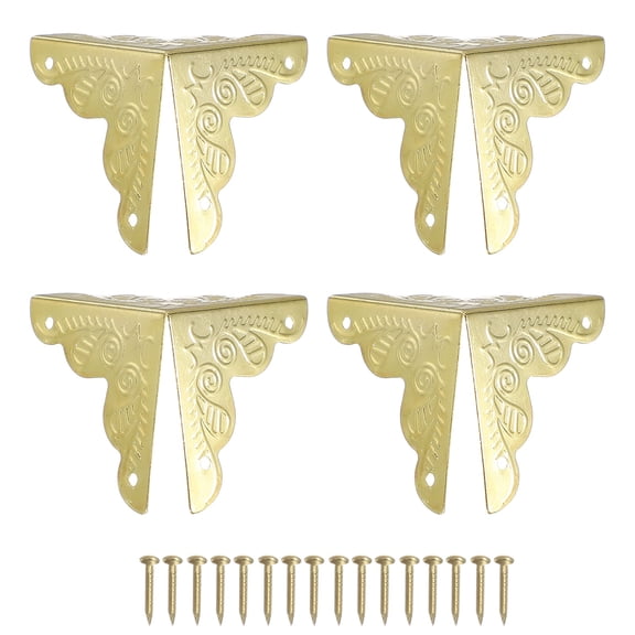 4Pcs Vintage Brass Corner Protector 1 Inch Triangle Safety Guards Metal Corner Protector (Brass Yellow)