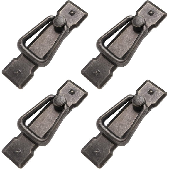 4Pcs Vintage Drop Handles Antique Bronze Door Ring Pull Handles Cabinet Handles Drawer Pulls for Kitchen Cabinets Dresser Drawers 95x25 Mm