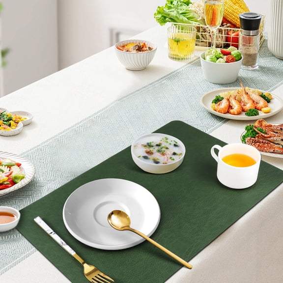 LITINKIMI 4Pcs Dark Green Retro Textured Table Placements Heat Insulated Dining Table Mats