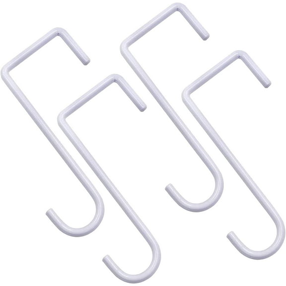 4Pcs Vinyl Fence Hooks 2x6 inch/3x8inch, Fence Hangers Patio Light Hooks, Patio White Powder Coated Steel Fence Hooks for Hanging Plants, Planters, Bird Feeders, Lights