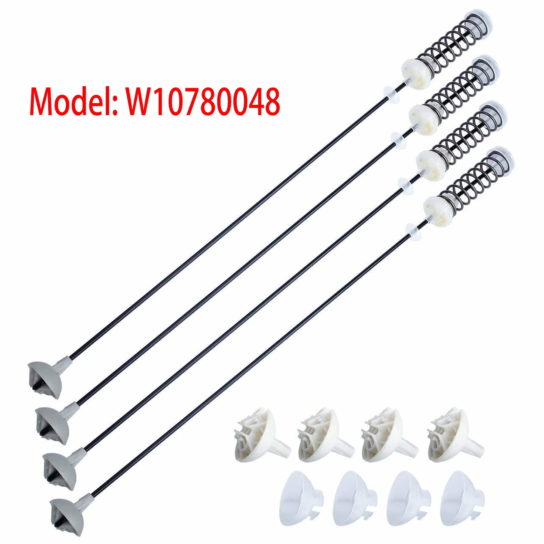 W10780048 Washer Suspension Rod Kit (23.6in) for Whirlpool Kenmore Maytag Amana Washing Machine - 4 Pack