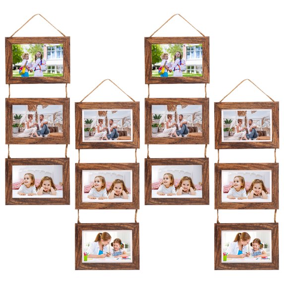 4Pcs Wall Hanging Picture Collage Triple Frame Easy Install Photo Display Frame Wall Décor for Home Office Living Room