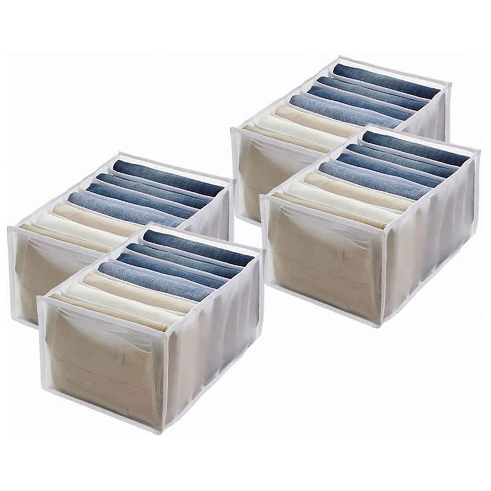 4Pcs Wardrobe Storage Organiser, Jeans Compartment Storage Box Closet