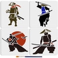 thumbnail image 1 of 4Pcs Warrior Painting Template 7.9x7.9inchs Samurai Warrior Stencil Reusable Drawing Template Ninja Stencil with Painting Brush for Wall Home Decor DIY Art Craft Canvas, 1 of 9