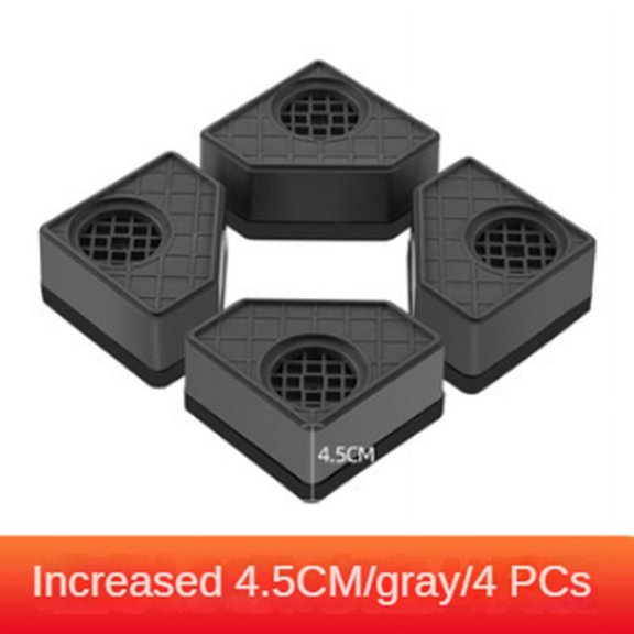 4Pcs Washing Machine Height Increase Pads Anti Pads Silent Skid Raiser Mat Refrigerator Dryer Support Stand 4.5CM,4 x Washing Machine Feet Pads,Gray & Black