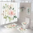 4Pcs Watercolor Flower Shower Curtain Set Summer Plant Palm Leaves