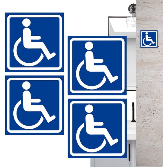 4Pcs Waterproof Self Adhesive Wheelchair Sign Sticker for Car Bus Indoor Outdoor