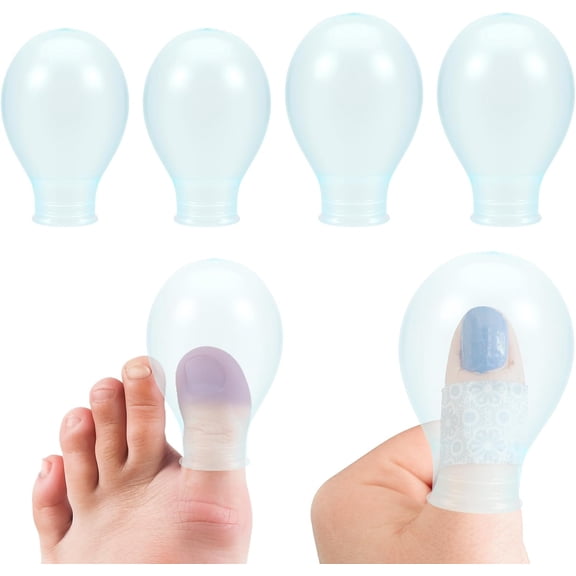 4Pcs Waterproof Toe & Finger Cover Durable Shower Sleeves Reusable Silicone Nail Protector for Finger Cracking for Bathing Pedicures Manicures Nail Care Comfort-Fit Sleeves (2 Large 2 Small)