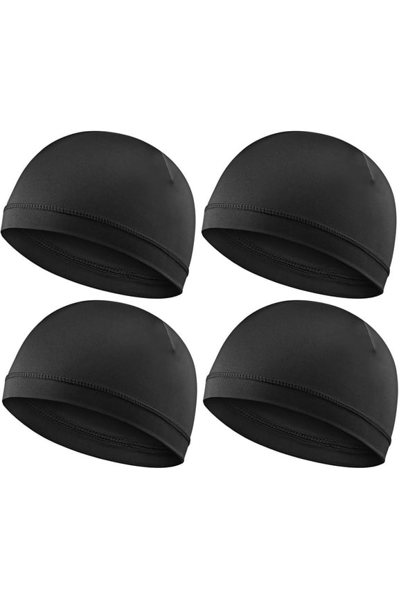 4Pcs Wave Cap For Men Silky Durags Elastic Band Wave Caps For 360 540 720 Waves Soft Breathable Satin Durag Unisex Adults Kids Skullies Beanies Hats Shower Cap Black(Black,Dark Gray)