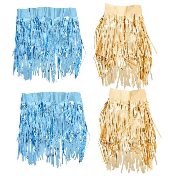4Pcs Wave Design Tinsel Fringe Banner Assorted Color Hanging Streamers for Home Party and Wedding Decor